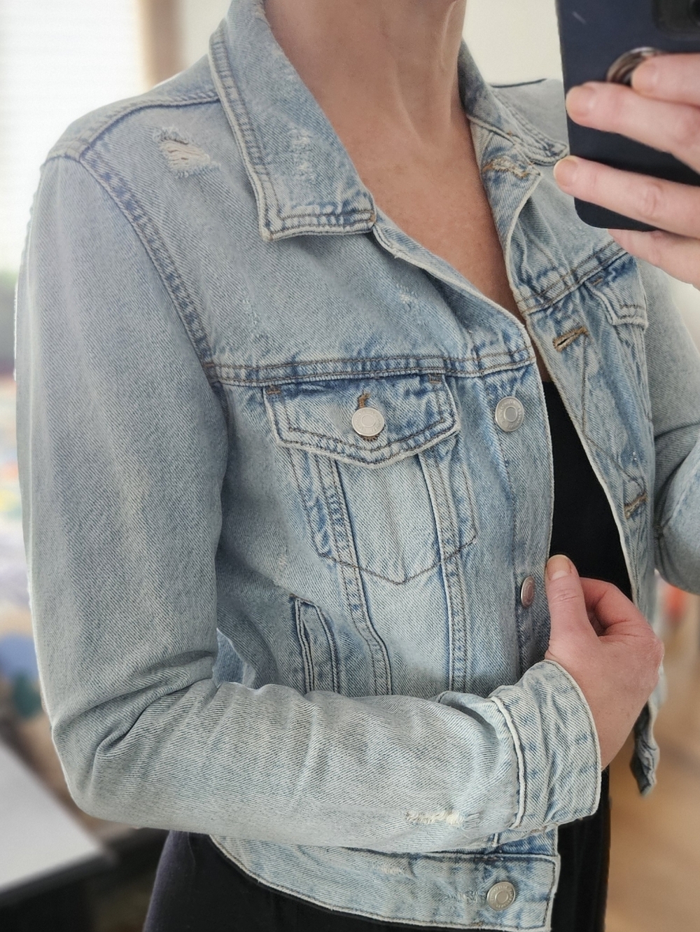 Light Wash Cropped Denim Jacket, Size Small